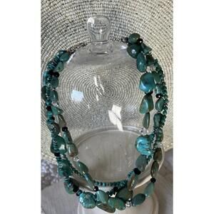 Silpada Sterling Silver Turquoise Obsidian 4-Strand Necklace